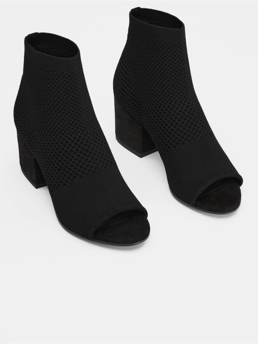 Eileen Fisher Womens Croft Bootie US 8 Black Stretch Knit Open-Toe NWOB